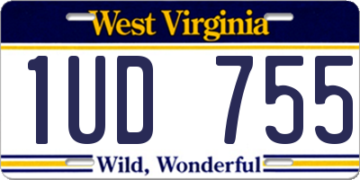 WV license plate 1UD755