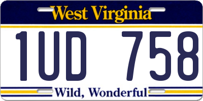 WV license plate 1UD758