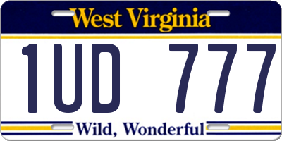 WV license plate 1UD777