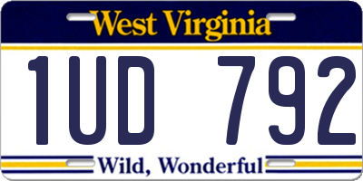 WV license plate 1UD792