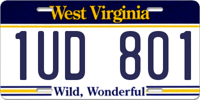 WV license plate 1UD801