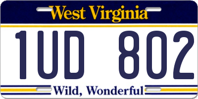 WV license plate 1UD802
