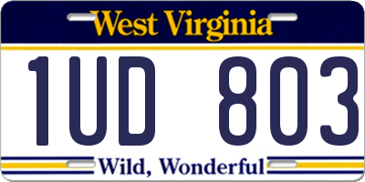 WV license plate 1UD803