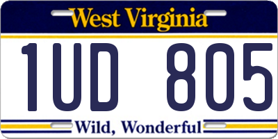 WV license plate 1UD805