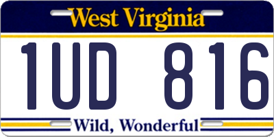 WV license plate 1UD816