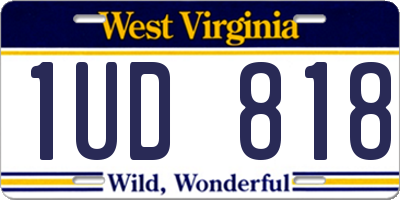 WV license plate 1UD818