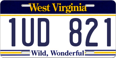 WV license plate 1UD821