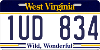 WV license plate 1UD834