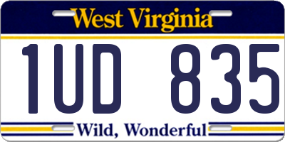 WV license plate 1UD835