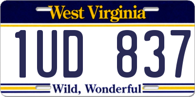 WV license plate 1UD837
