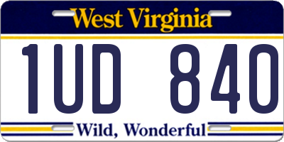 WV license plate 1UD840
