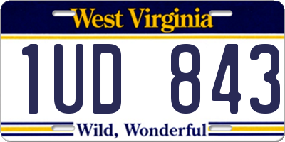 WV license plate 1UD843