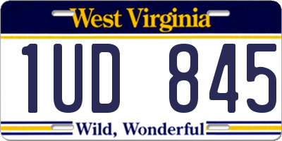WV license plate 1UD845