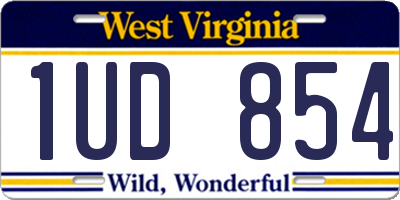 WV license plate 1UD854
