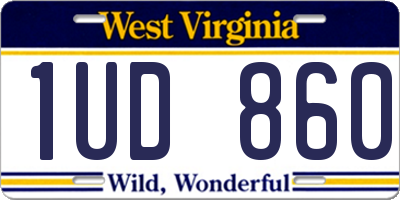 WV license plate 1UD860