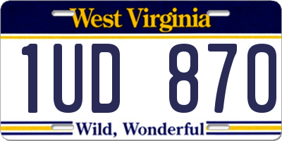 WV license plate 1UD870