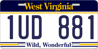 WV license plate 1UD881