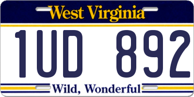 WV license plate 1UD892