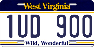 WV license plate 1UD900