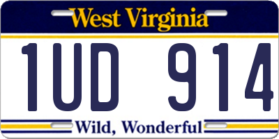 WV license plate 1UD914