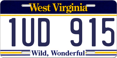 WV license plate 1UD915