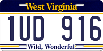 WV license plate 1UD916