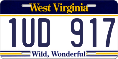 WV license plate 1UD917