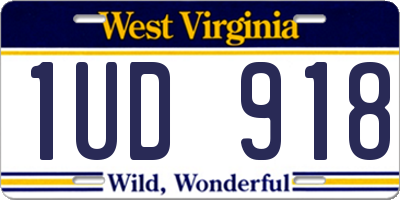 WV license plate 1UD918