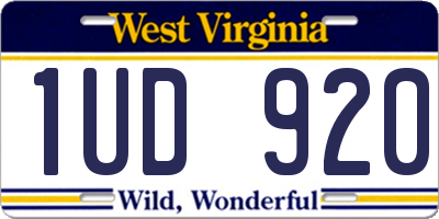 WV license plate 1UD920