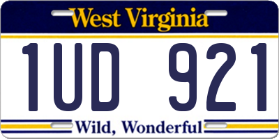 WV license plate 1UD921