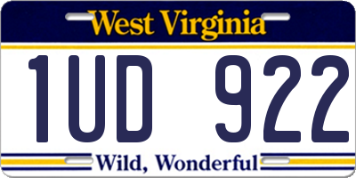WV license plate 1UD922