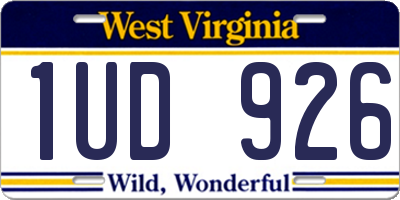 WV license plate 1UD926