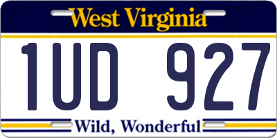 WV license plate 1UD927