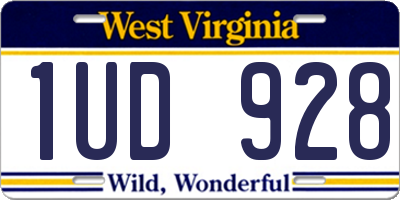 WV license plate 1UD928