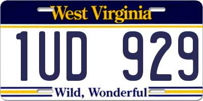 WV license plate 1UD929