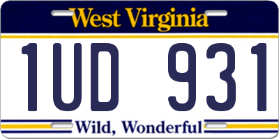 WV license plate 1UD931