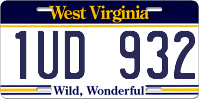 WV license plate 1UD932