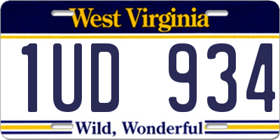 WV license plate 1UD934