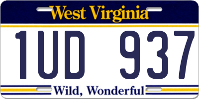 WV license plate 1UD937