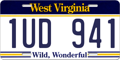 WV license plate 1UD941