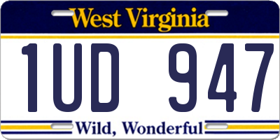 WV license plate 1UD947