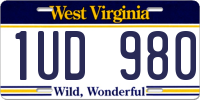WV license plate 1UD980