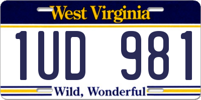 WV license plate 1UD981
