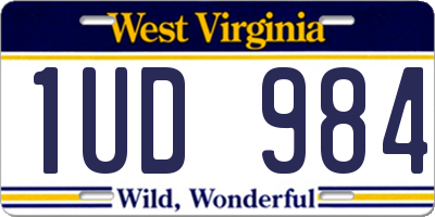 WV license plate 1UD984