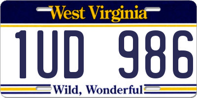 WV license plate 1UD986