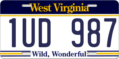 WV license plate 1UD987