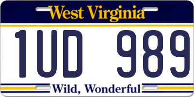 WV license plate 1UD989