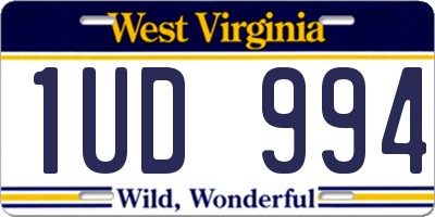 WV license plate 1UD994