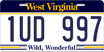 WV license plate 1UD997