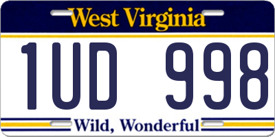 WV license plate 1UD998